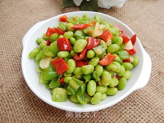 双椒炒毛豆仁的做法步骤:12