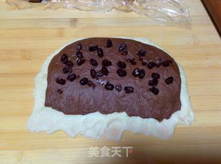 【蜜豆可可双色吐司】——手工整形面包机版的做法步骤:15