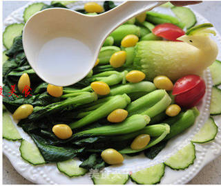 孔雀开屏吉祥菜——白果烩油菜的做法步骤:6