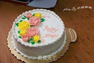 奶油霜裱花生日蛋糕的做法步骤:19