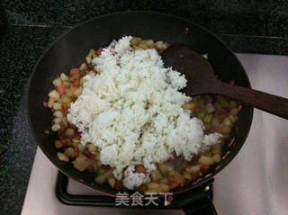 五花肉菜根炒饭的做法步骤:11