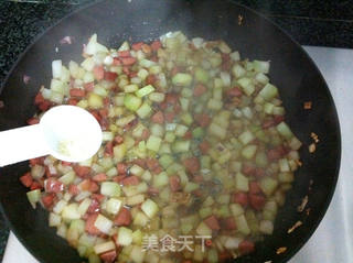 五花肉菜根炒饭的做法步骤:10