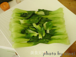 双菇扒油菜的做法步骤:3