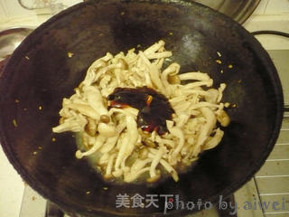 双菇扒油菜的做法步骤:7