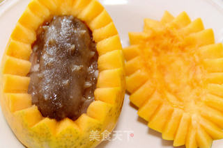 【海参雪莲木瓜船】:美丽女人的甜蜜糖水的做法步骤:12