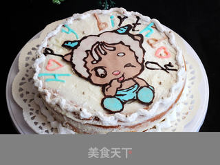 萌萌哒小羊巧克力转印生日蛋糕的做法步骤:15