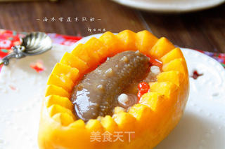 【海参雪莲木瓜船】:美丽女人的甜蜜糖水的做法步骤:15
