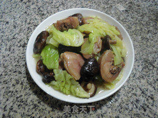 香菇圆白菜煮腊鸡腿的做法步骤：8