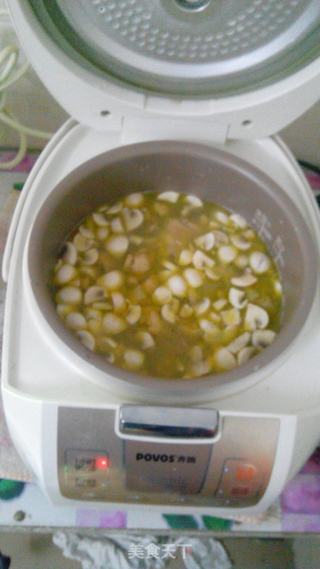 双孢菇煲鸡鲜汤的做法步骤:5