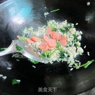 火腿菠菜炒饭的做法步骤：8