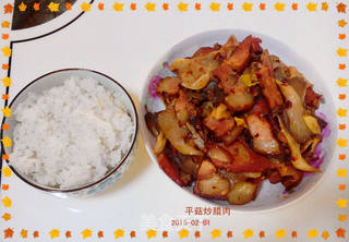 平菇炒腊肉的做法步骤:14