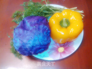 青花瓷彩蔬米饭的做法步骤:2