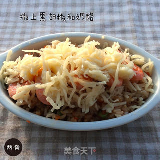 两餐厨房丨冬日意式甜虾焗饭【两餐原创】的做法步骤:11