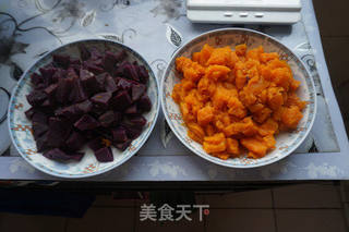 软糯香甜南瓜紫薯饼的做法步骤:3