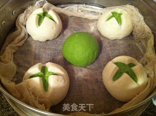 菠菜汁开花馒头的做法步骤:10