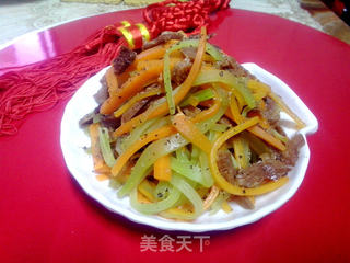‘凉拌’三宝――胡萝卜莴笋拌肉干丝的做法步骤:14