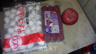 #元宵甜品——苹果紫薯年糕芝麻汤圆汤的做法图解2