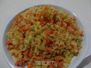 五彩黄金蛋炒饭的做法步骤:9