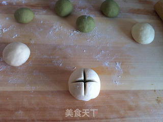 抹茶十字花馒头的做法步骤:6