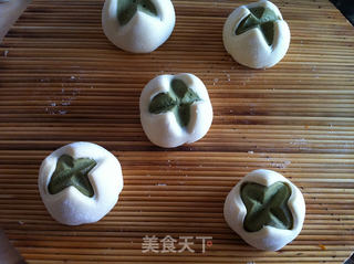 抹茶十字花馒头的做法步骤:8