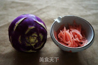 肉丝水果苤蓝的做法步骤:2