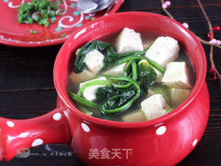 菠菜豆腐汤的做法步骤:11
