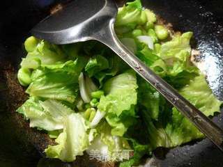 生菜蚕豆炒年糕的做法步骤:8