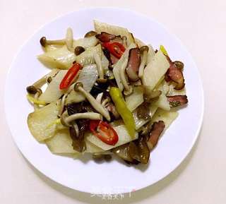 健康小炒---腊肉菌菇炒山药的做法步骤:6