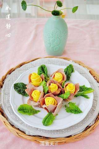 【培根“美”味“大”不同】—母亲节培根玫瑰芦笋花的做法步骤:14