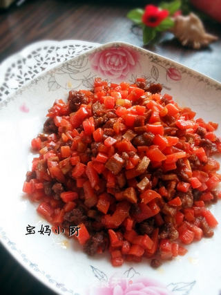 肉末胡萝卜炒熏干的做法步骤:8