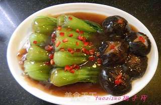 香菇扒油菜的做法步骤:9