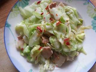 手撕包菜炒肉的做法步骤:12