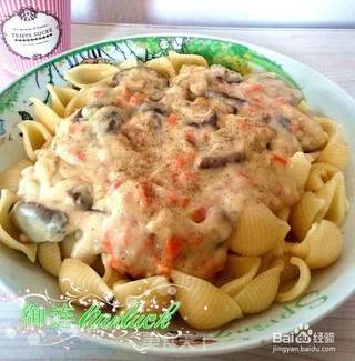 白汁蘑菇鸡肉意大利贝壳面(=^● w ●^=)的做法步骤:16