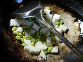 雪菜毛豆炒山药的做法步骤:5