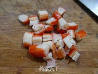 蟹柳青菜炒饭的做法步骤：3