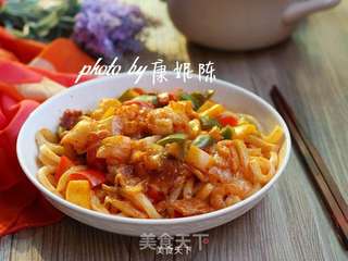 泡菜炒乌冬面的做法步骤:8