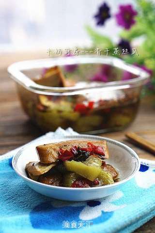 丝瓜蒸豆干的做法步骤:5