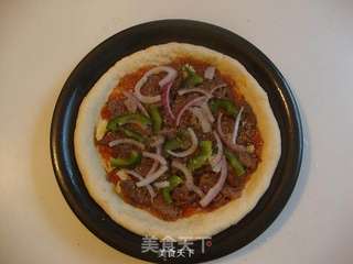 黑胡椒牛肉披萨(8寸)的做法步骤:6