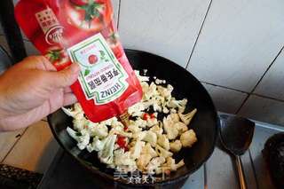 茄汁花菜肉丝的做法步骤:5