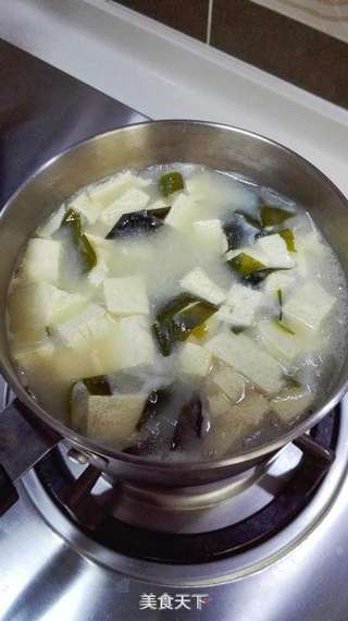 日式豆腐海带味增汤的做法步骤:5