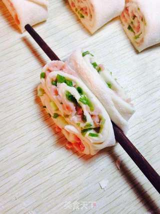 迷你葱香火腿花卷的做法步骤:12
