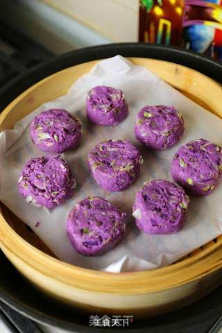 槐花紫薯蒸糕的做法步骤:7