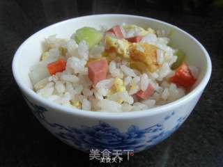 五彩炒饭的做法步骤:8