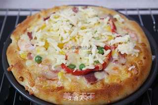 厚底鲜虾培根披萨的做法步骤:17
