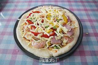 厚底鲜虾培根披萨的做法步骤:16