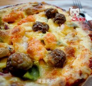 简易牛肉丸比萨的做法步骤:6