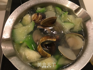 九层塔蛤蜊丝瓜汤的做法步骤:6