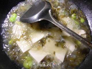 雪菜蚕豆豆腐羹的做法步骤：6