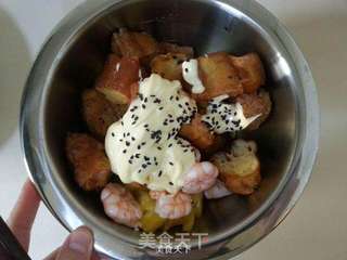 菠萝油条虾的做法步骤:7