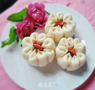 菊花豆沙包的做法步骤:11
